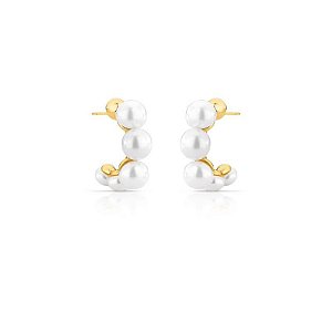 Brinco meia argola com pérolas sheel