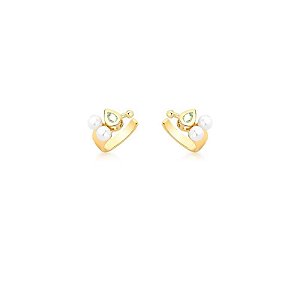 Piercing de orelha com pérola e cristal