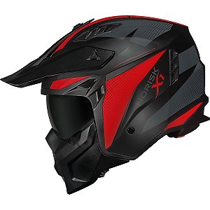 Capacete Norisk Darth 2 X1 - Preto/Vermelho Fosco (4 em 1) Tam: 58