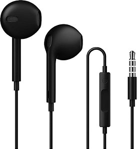 Fone de Ouvido com Fio, Intra-Auricular, Graves Potentes, Som Nítido (preto)