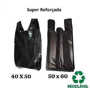 Sacola plástica reforçada 1kg vários tamanhos na cor preta