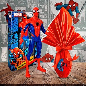 Kit Ovo Da Páscoa 250g Homem Aranha Vingador Boneco 22cm Brinquedo Presente Ovo De Pascoa