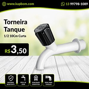 Torneira para Tanque 1/2 Curta 10cm Alta Resistência e Durabilidade