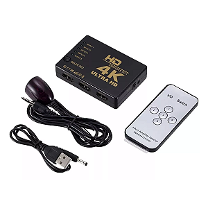 Switch HDMI 5x1 2.0 4k Ultra Hd Com Controle Remoto