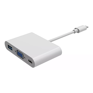Adaptador Tipo-c 3.0 P/ Usb, Vga E Usb-c (3 Em 1)