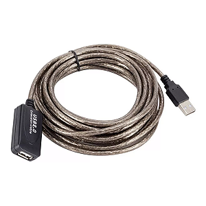 Cabo extensor usb 2.0 com amplificado 10 metros Para webcam