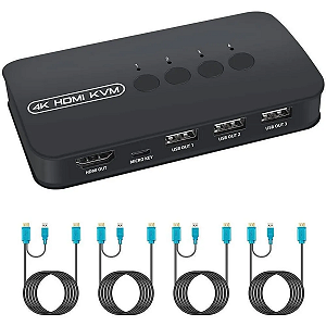 Kvm Hdmi 4 Portas Com Usb 4k