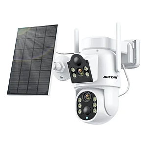 Câmera Solar De Lente Dupla Com Visão Noturna Icsee - 2k Hd Cor Branco