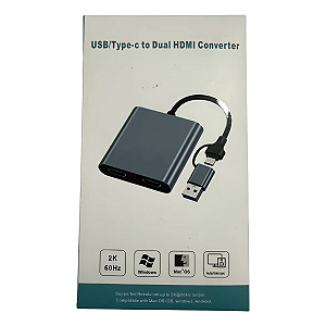 Adaptador Usb/type-c Para Dual Hdmi Telas Indiv + Usb 3.0