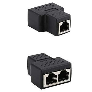 Divisor Emenda Rede Rj45 Fêmea 2 Entradas 1 Saída