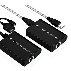 Extensor Usb 60m Via Cat5/cat6 Ultra Rapido Ativo Com Fonte Preto