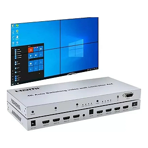 Video Wall Hdmi 2x2 Com Switch Hdmi 4x4 2.0 4k Ultra Hd