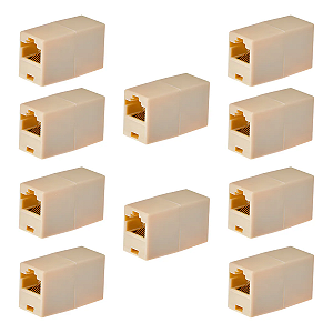 Kit 10 Emenda Cabo Rede Rj45 Fêmea P/ Extensão Cat5 Cat6