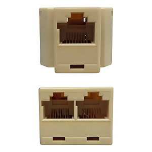 Adaptador Duplicador Para Cabo De Rede Rj45 Fêmeas Bege