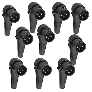 Kit 10 Conectores Xlr Macho 90 Graus Em L Profissional Preto