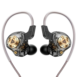 Fone de ouvido Qkz Enzo com microfone de fone de ouvido - preto