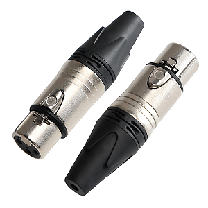 Conector Canon Áudio Xlr De 3 Pinos Níquel Macho E Fêmea