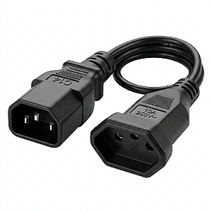 Cabo Adaptador C14 Macho para Tomada NBR Fêmea 2P+T 10A 30cm para PDU e APC