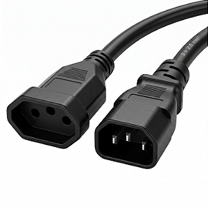 Cabo Adaptador C14 Macho Tomada NBR Fêmea 2P+T 20A 30cm para PDU e APC