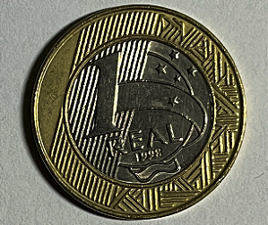 Moeda 1 Real Brasil 1998 Cinquentenário Direitos Humanos