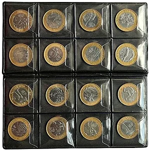 Álbum de moedas das Olimpíadas comemorativas.