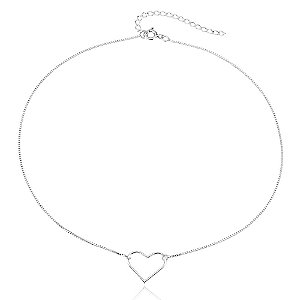 Choker Coração Vazado em Prata 925