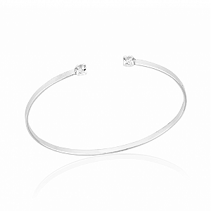 Bracelete Laminado Regulável Pontos de Luz em Prata 925