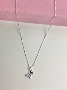 Colar em Prata 925 Borboleta Cravejada com Zircônias Coloridas