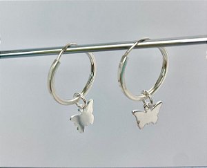 Argola com Borboleta em Prata 925