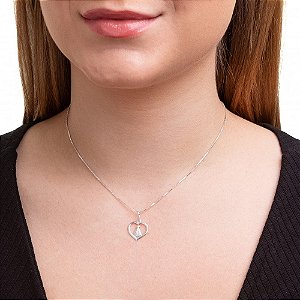 PINGENTE N.SRA.APARECIDA MOLDURA CORAÇÃO PRATA 925