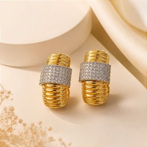 Brinco Luxo Argola com Micro Zircônias