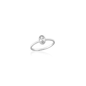 Anel Oval Zircônia Cristal Prata 925