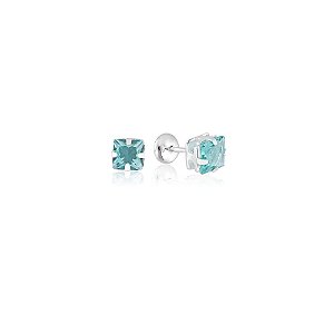 Brinco Baby Press Pedra Quadrada Prata 925