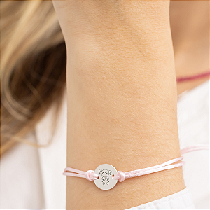 Pulseira Fio de Seda Rosa Bebê Prata 925