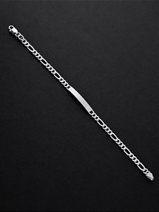 Pulseira Placa Prata 925 Elo Grumet 21cm