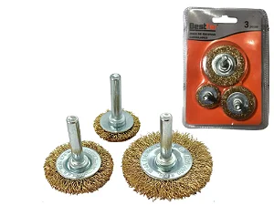 Kit 3 Escovas Aço Circular Bestfer com Pino