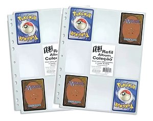 Kit 20 Folhas Plástica Pasta Fichário Cards Colecionáveis