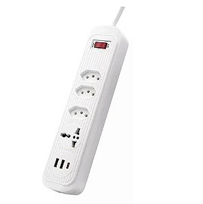 Filtro Linha Bommax BM-A630 4 Tomadas com Usb e Usb-C Branco