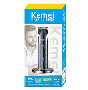 Maquina De Cortar Cabelo Recarregável com Base Profissional Kemei Bivolt KM-2133