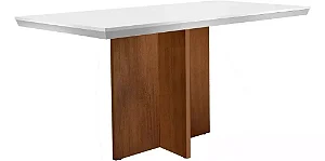 MESA BERLIM 1.20 TAMPO MDF/ OFF WHITE/ IMBUIA