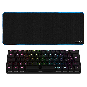 Kit Fortrek Teclado Mecânico Gravity Air Compact Wireless Preto + Mouse Pad Gamer Speed MPG104 - 900x400mm - Azul