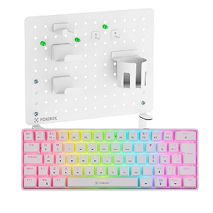 Kit Painel Organizador Fortrek Grid Space Gamer Branco + Teclado Mecânico Fortrek Gravity Air Compact Wireless Branco
