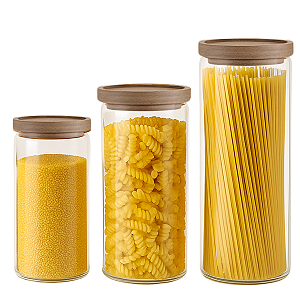 Kit Com 3 Potes Herméticos De Vidro de Com Tampa De Madeira Para Mantimentos - 950ML - 1250ML - 1500ML