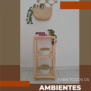 Estante Multiuso Sapateira 3 Prateleiras Madeira Pinus 80x40XCM