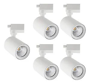 Kit 5 Spot LED Trilho Branco 10W 6500K