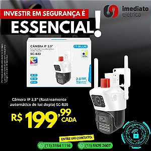 CAMERA IP 2.5 RASTREAMENTO AUTOMATICO LUZ DUPLA WIFI SCB30