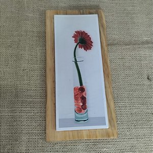 Quadro em Pinus (flor) em Pinus (29 x 14,5cm) Reuso de Madeira