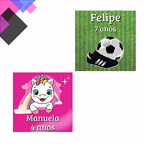 30 Adesivo Para Sacolinha 9x9cm Personalizado Qualquer Tema