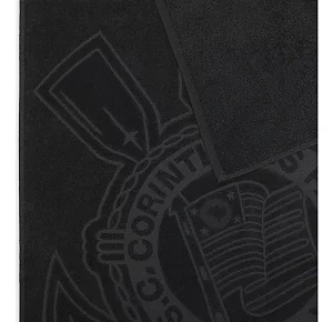 TOALHA DE BANHO/PRAIA/PISCINA CORINTHIANS - ALGODÃO AVELUDADO JACQUARD - PRETA - LICENCIADA