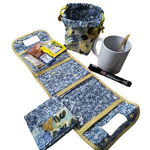 Kit Chá com Caneca para Personalizar Azul e Amarela